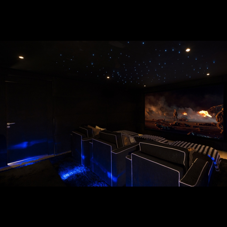 Artcoustic Spitfire 421 speakers and Spitfire Subwoofers installed in a dedicated private cinema 